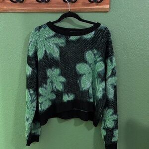 Noisy May: Green & Black Floral Sweater